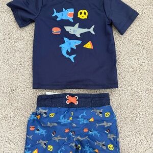 Cat & Jack Navy Shark Print Swim Set